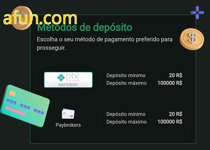 O cassino afun.combet oferece uma grande variedade de métodos de pagamento